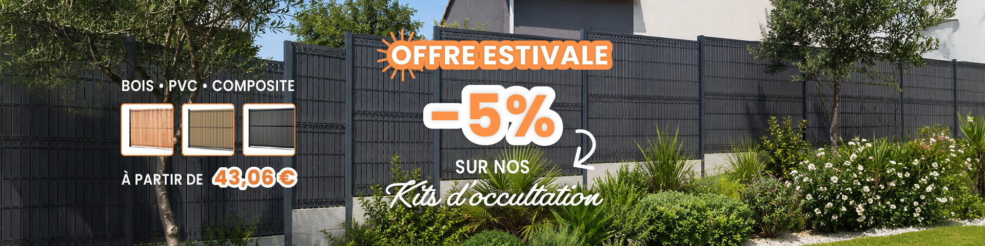 Bénéficiez de -5% sur les occultants pour clôture rigide !
